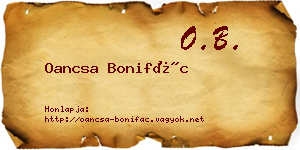 Oancsa Bonifác névjegykártya